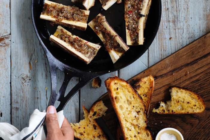 bd roasted and baked roasted bone marrow with garlic, shallots, rosemary, thyme & sourdough 4252