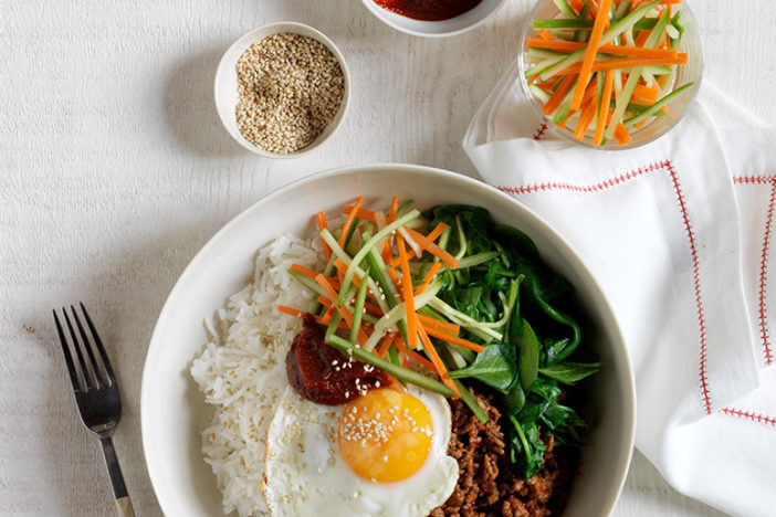spicy beef mince rice bowl