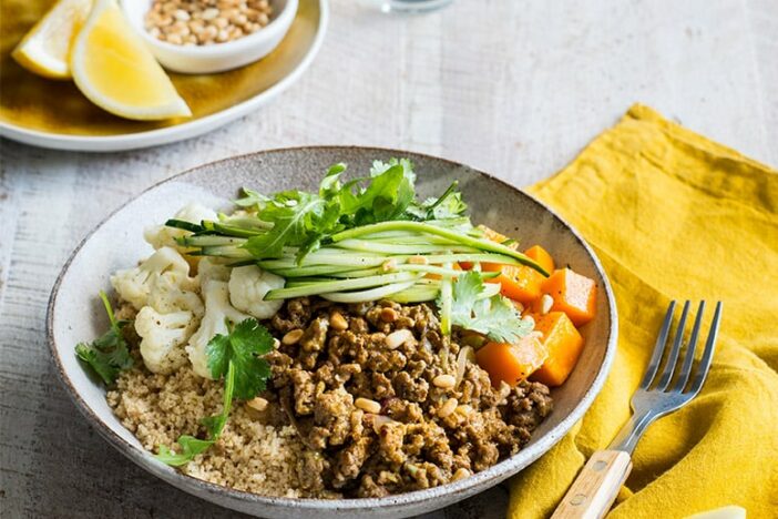 middle eastern beef mince bowl