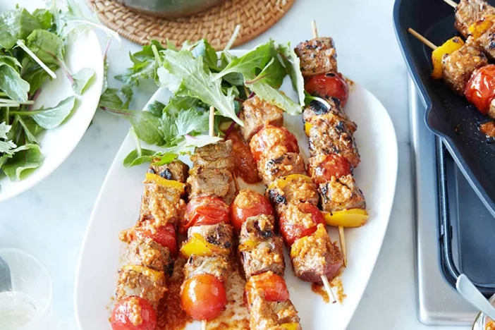 beef satay skewers with couscous