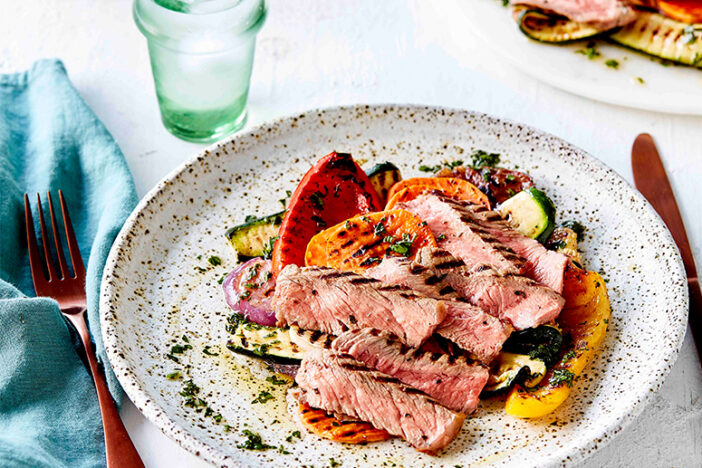 tuscan beef steaks with chargrilled vegetables