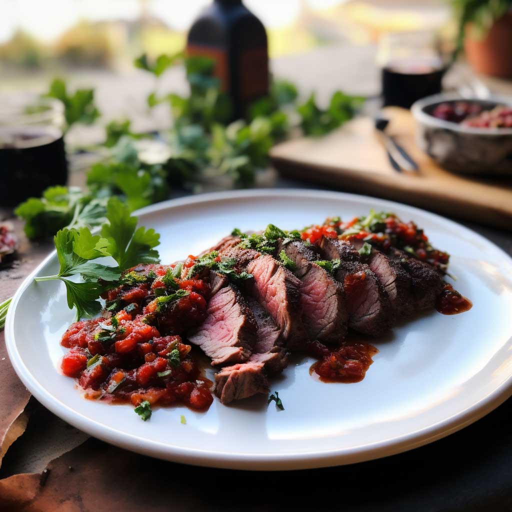 Delicious grilled tri-tip with spicy salsa rossa recipe for a ...